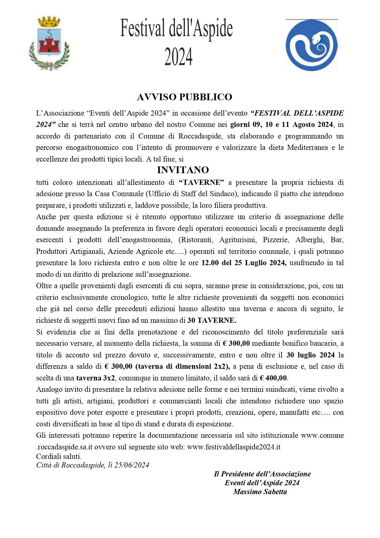 Avviso Taverne 2024